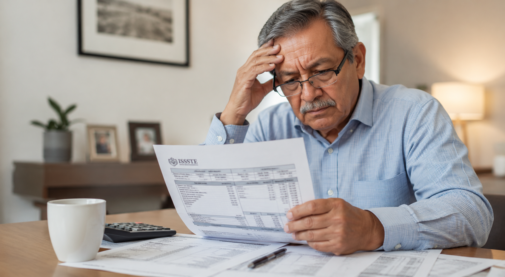 Pensionado revisando documentos ISSSTE